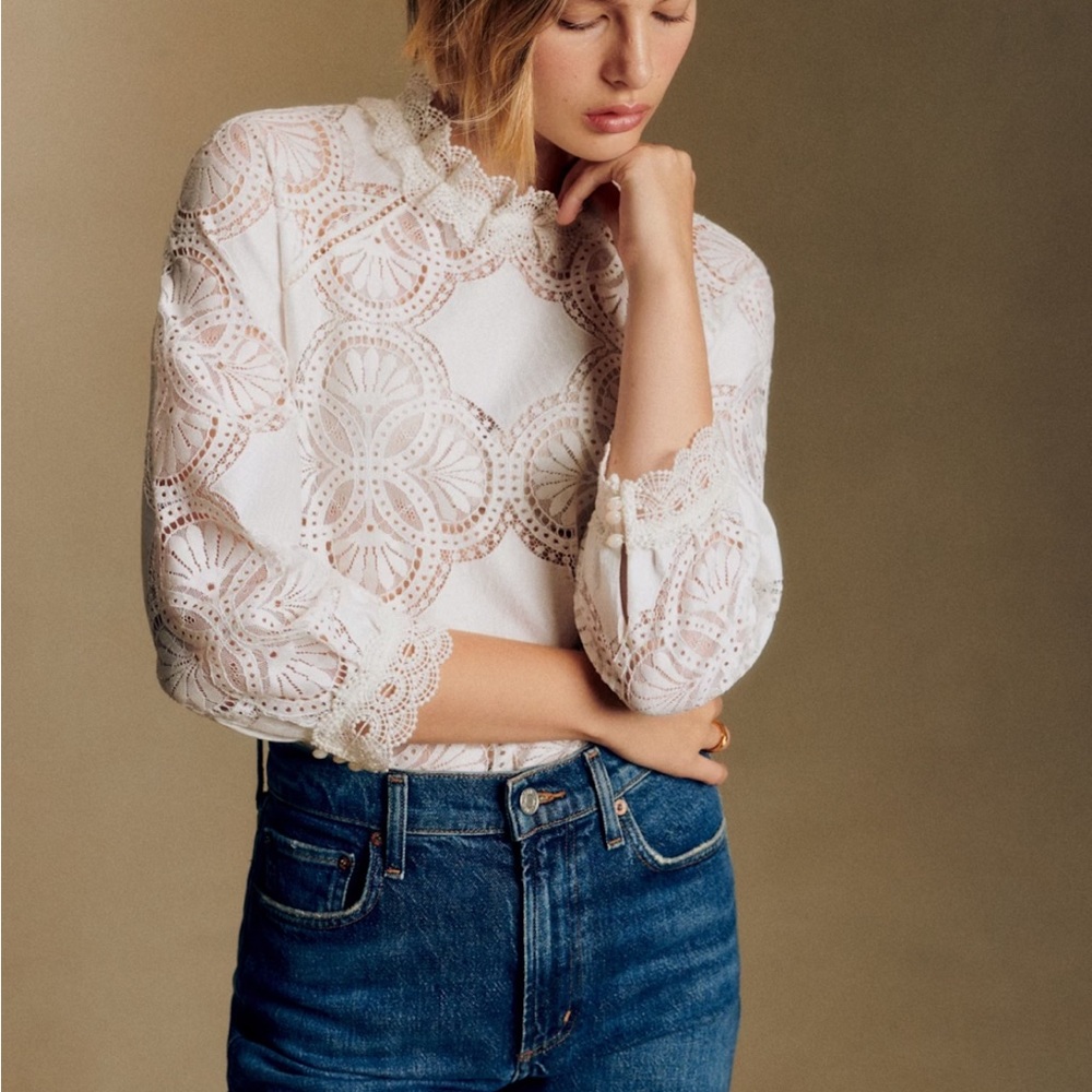 Sezane Bianca Blouse Ecru - Size 2 - Picture 2 of 13